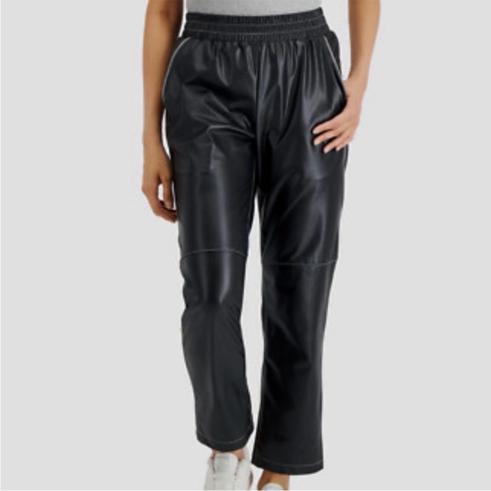 Like New LNA Faux Leather Stretch High Rise Contrast Seam Pants Black Medium